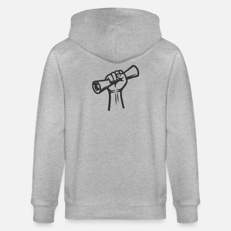 Erhobene Faust auf der Rolle - Stanley/Stella Unisex Bio-Kapuzenjacke CULTIVATOR  - Grau meliert