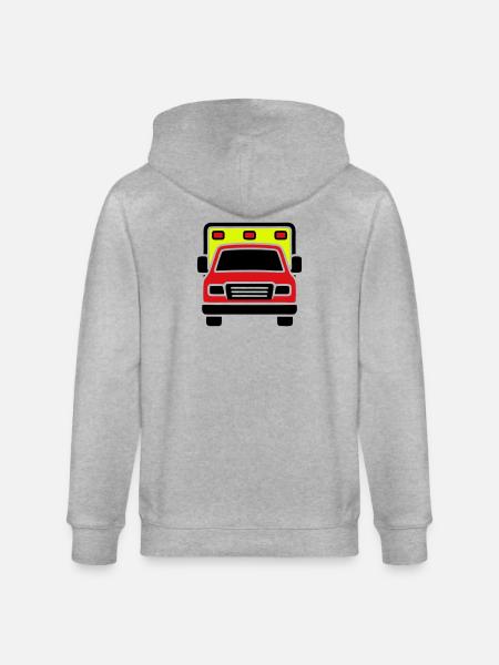 Ambulance Ambulance Front - Stanley/Stella CULTIVATOR Unisex Organic Hooded Jacket - heather grey