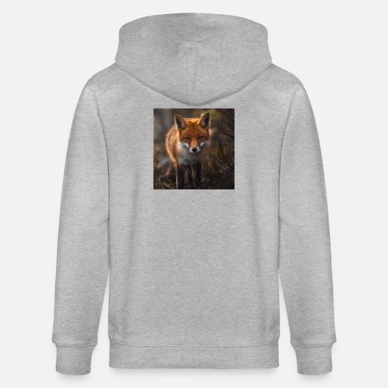 Renard dans une clairière forestière - Veste à capuche bio CULTIVATOR Stanley/Stella Unisexe - gris chiné