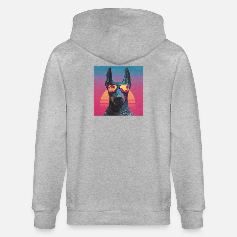 Anubis Synthwave - Dieu en vacances - Veste à capuche bio CULTIVATOR Stanley/Stella Unisexe - gris chiné