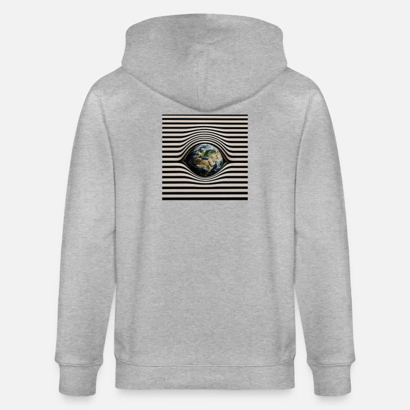 Earth in Optical Wave Pattern - Stanley/Stella CULTIVATOR  Unisex Organic Hooded Jacket - heather grey