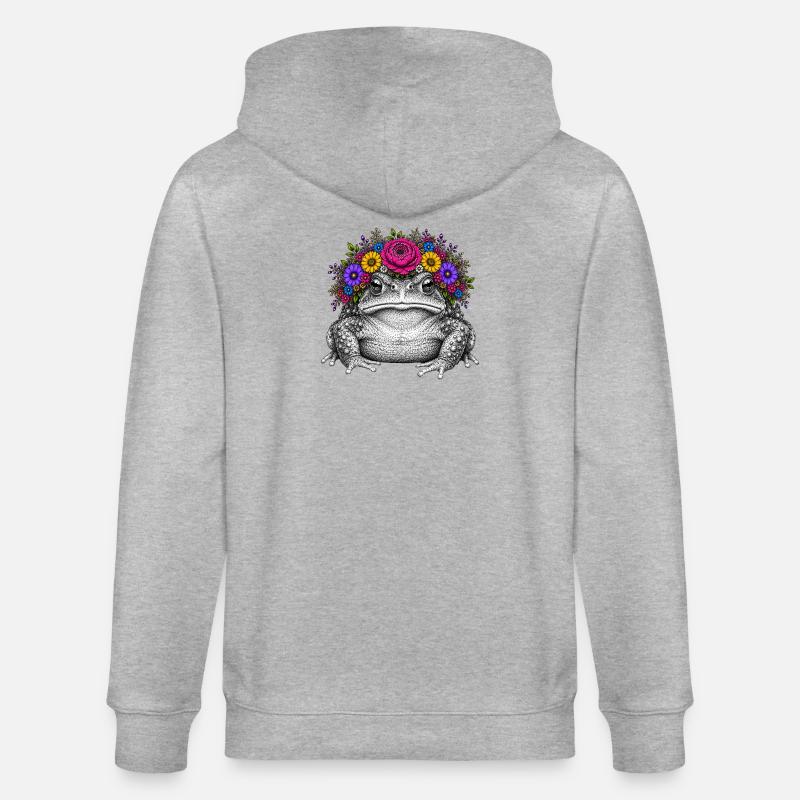 Crapaud avec couronne de fleurs - Veste à capuche bio CULTIVATOR Stanley/Stella Unisexe - gris chiné