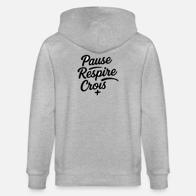 Pause Respire Crois Script - Veste à capuche bio CULTIVATOR Stanley/Stella Unisexe - gris chiné