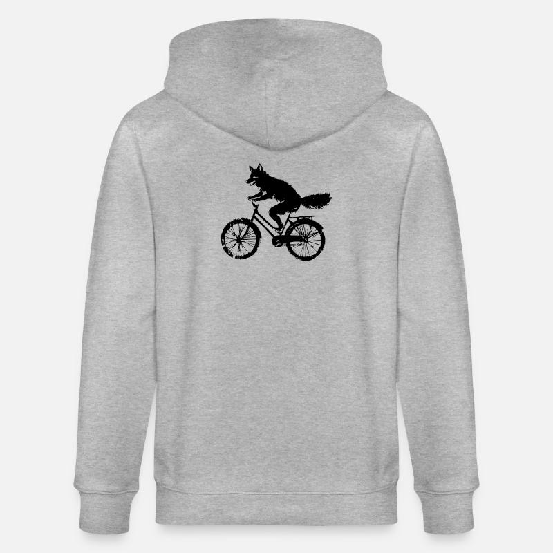 Bicycle Fox - Stanley/Stella CULTIVATOR  Unisex Organic Hooded Jacket - heather grey