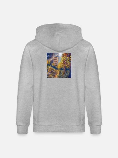 Autumn route between city and park - Stanley/Stella CULTIVATOR  Unisex Organic Hooded Jacket - heather grey