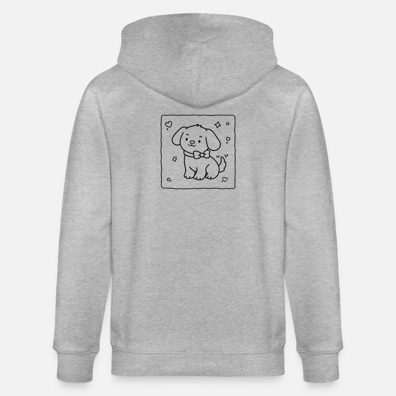 Petit chiot mignon | Lulu Lotus - Veste à capuche bio CULTIVATOR Stanley/Stella Unisexe - gris chiné