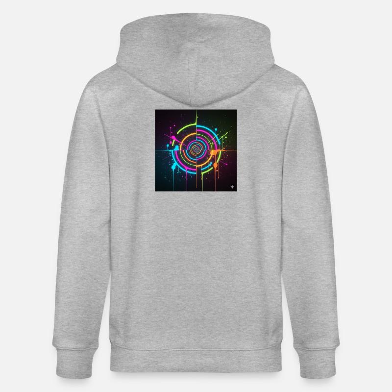 Neon Circle Splatter - Stanley/Stella CULTIVATOR  Unisex Organic Hooded Jacket - heather grey