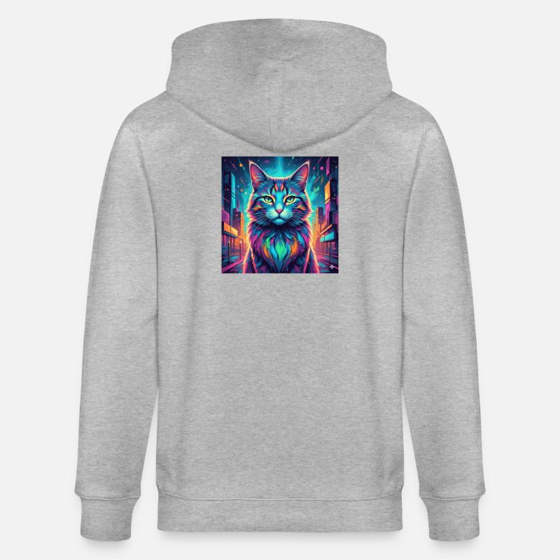 Chat néon - Veste à capuche bio CULTIVATOR Stanley/Stella Unisexe - gris chiné