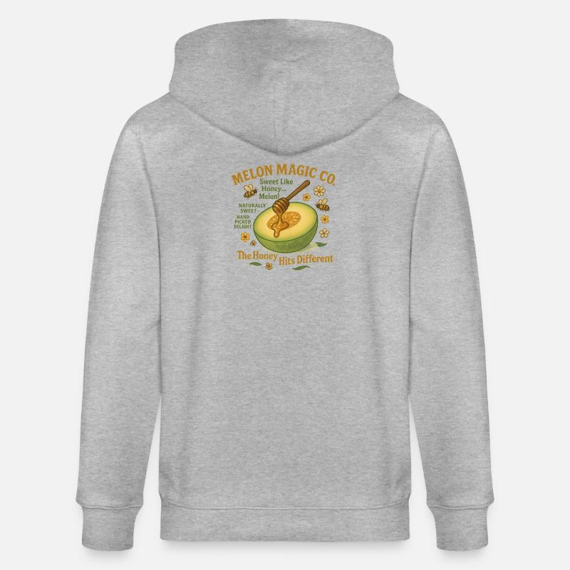 Melon Honey Magic Illustration - Stanley/Stella CULTIVATOR Unisex Organic Hooded Jacket - heather grey