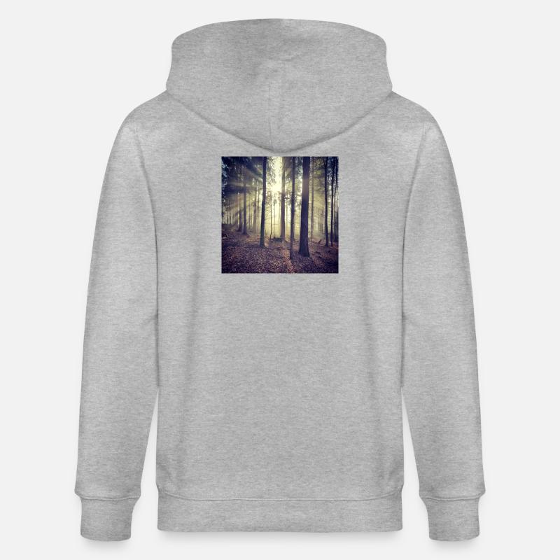 Sunbeams Forest Light - Stanley/Stella CULTIVATOR Unisex Organic Hooded Jacket - heather grey