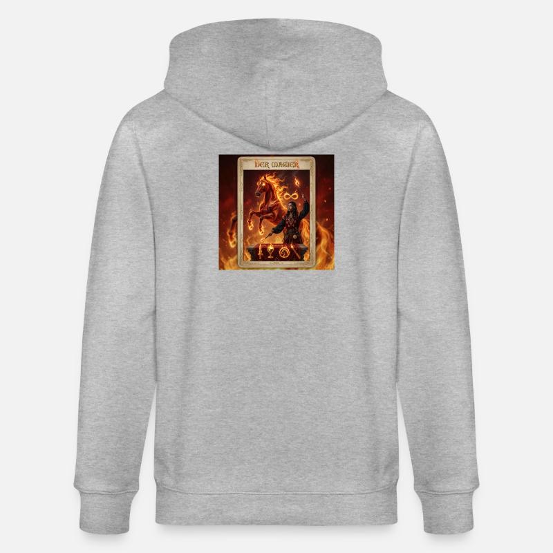 Feuriges Pferd, der Magier - Stanley/Stella Unisex Bio-Kapuzenjacke CULTIVATOR  - Grau meliert