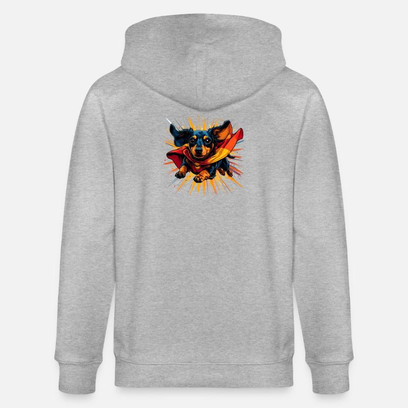 Cape teckel de super-héros - Veste à capuche bio CULTIVATOR Stanley/Stella Unisexe - gris chiné