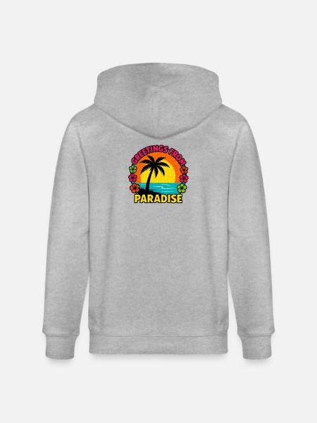 Greetings From Paradise - Stanley/Stella CULTIVATOR Unisex Organic Hooded Jacket - heather grey