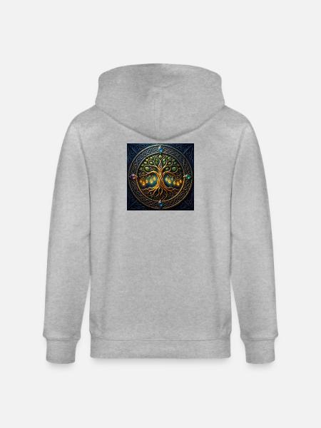 Arbre mystique aux bijoux et nœuds - Veste à capuche bio CULTIVATOR Stanley/Stella Unisexe - gris chiné