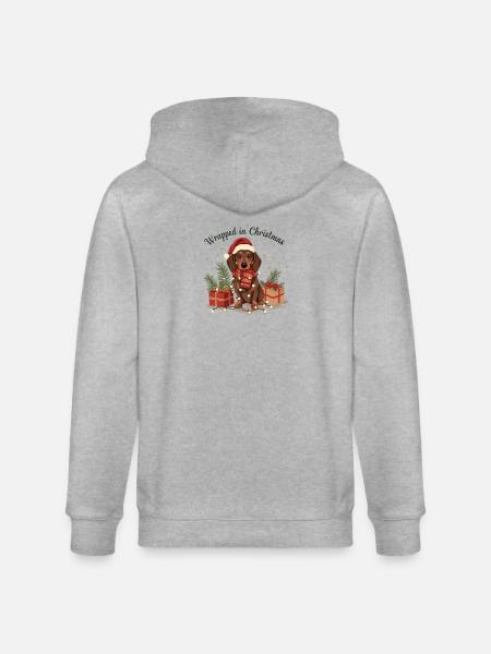 Dachshund Christmas Wrapped in Christmas - Stanley/Stella CULTIVATOR Unisex Organic Hooded Jacket - heather grey