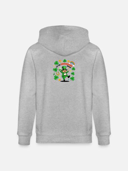 Shenanigans Begin Leprechaun - Stanley/Stella CULTIVATOR  Unisex Organic Hooded Jacket - heather grey