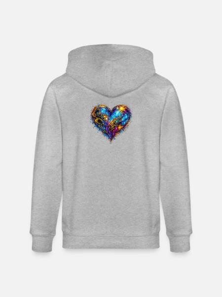 Celestial Heart - Stanley/Stella CULTIVATOR Unisex Organic Hooded Jacket - heather grey