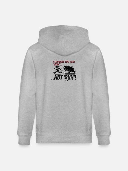 Rum Not Run Funny Bear Chase - Stanley/Stella CULTIVATOR Unisex Organic Hooded Jacket - heather grey