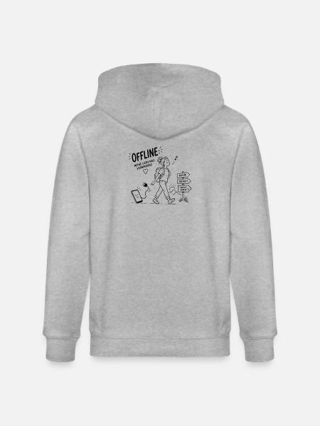 Offline Abenteuer Wanderin Pfadzeichen - Stanley/Stella Unisex Bio-Kapuzenjacke CULTIVATOR - Grau meliert