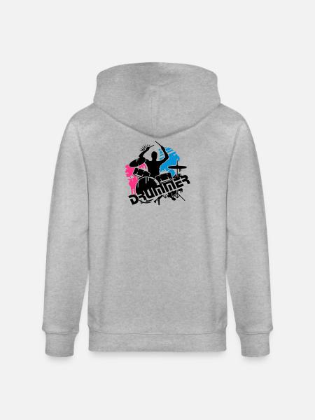 A drummer and his drums - Stanley/Stella CULTIVATOR  Unisex Organic Hooded Jacket - heather grey