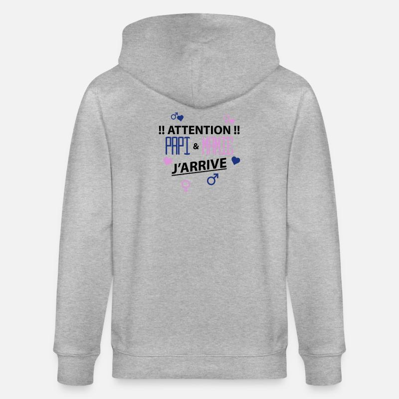 papi mamie j'arrive - Veste à capuche bio CULTIVATOR Stanley/Stella Unisexe - gris chiné