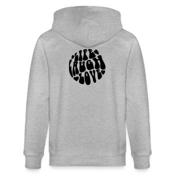Retro Psychedelic "Live Laugh Love" Graphic - Stanley/Stella CULTIVATOR  Unisex Organic Hooded Jacket - heather grey - Back - Luana (180cm)