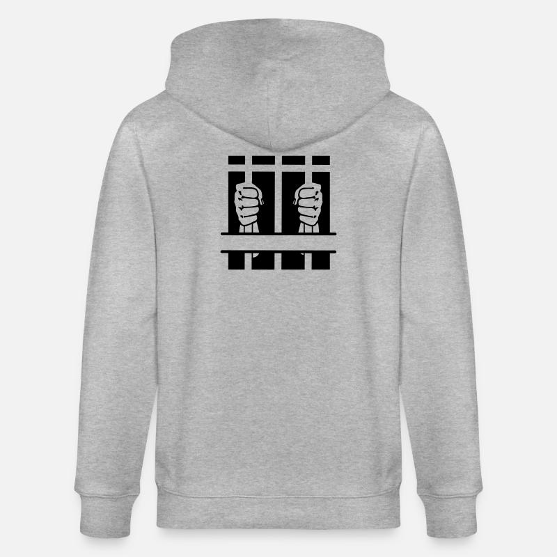 Zwei Fäuste hinter Gittern und Leerzeichen - Stanley/Stella Unisex Bio-Kapuzenjacke CULTIVATOR  - Grau meliert