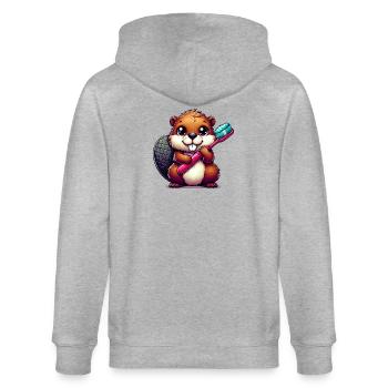 Bieber - Stanley/Stella Unisex Bio-Kapuzenjacke CULTIVATOR  - Grau meliert - Hinten - Luana (180cm)