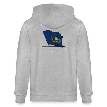 Flag Pennsylvania text banner - Stanley/Stella CULTIVATOR  Unisex Organic Hooded Jacket - heather grey - Back - Luana (180cm)