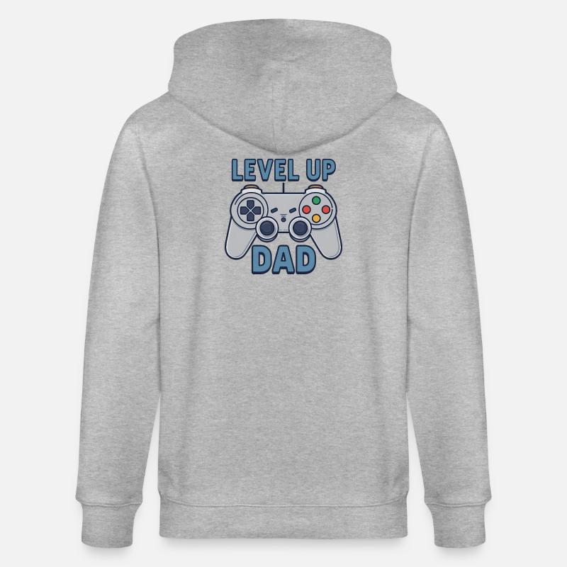 Level Up Dad – Gamer Controller Geschenk - Stanley/Stella Unisex Bio-Kapuzenjacke CULTIVATOR - Grau meliert