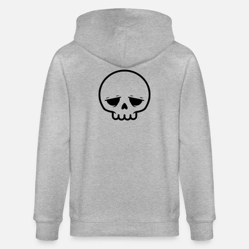 Crâne triste | Emo & Goth Design - Veste à capuche bio CULTIVATOR Stanley/Stella Unisexe - gris chiné