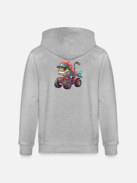 Piranha Fish Tractor Farmer - Stanley/Stella CULTIVATOR Unisex Organic Hooded Jacket - heather grey