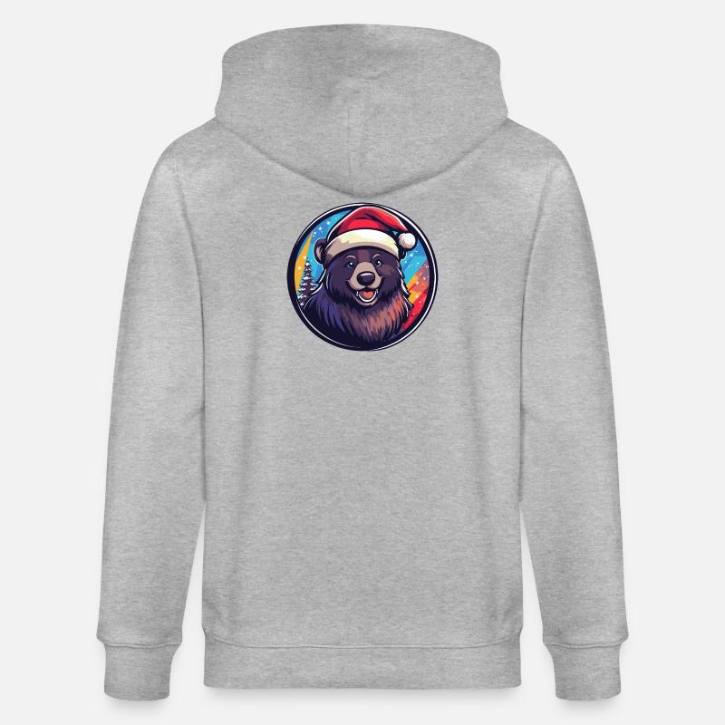 Ours avec le Père Noël Hat - Veste à capuche bio CULTIVATOR Stanley/Stella Unisexe - gris chiné