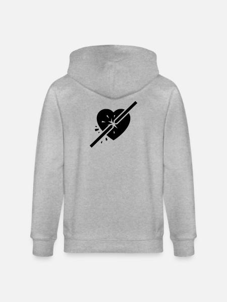 Broken Heart Cracked Cut - Stanley/Stella CULTIVATOR Unisex Organic Hooded Jacket - heather grey