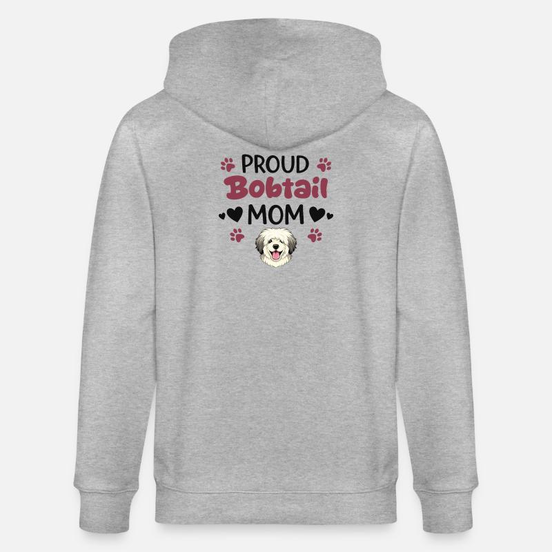 Stolze Bobtail Mutter, Alter Englischer - Stanley/Stella Unisex Bio-Kapuzenjacke CULTIVATOR  - Grau meliert