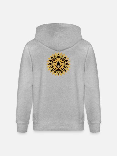 Mandala Bee Boho Yoga Beekeeping Bees - Stanley/Stella CULTIVATOR Unisex Organic Hooded Jacket - heather grey