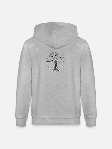 Tree of Life - Stanley/Stella CULTIVATOR Unisex Organic Hooded Jacket - heather grey
