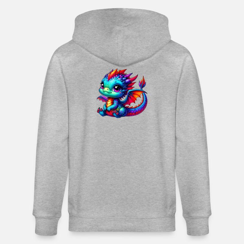 Drache - Stanley/Stella Unisex Bio-Kapuzenjacke CULTIVATOR  - Grau meliert