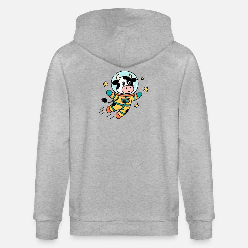 Vache Astronaute dans l'espace - Veste à capuche bio CULTIVATOR Stanley/Stella Unisexe - gris chiné