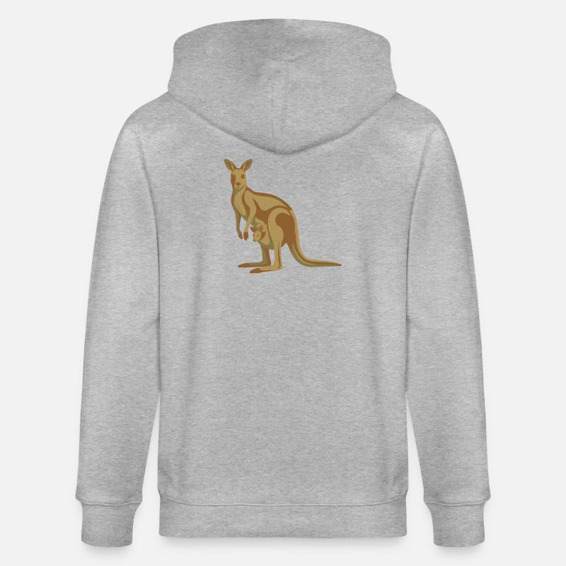 Känguru Mutter mit Nachwuchs - Stanley/Stella Unisex Bio-Kapuzenjacke CULTIVATOR  - Grau meliert