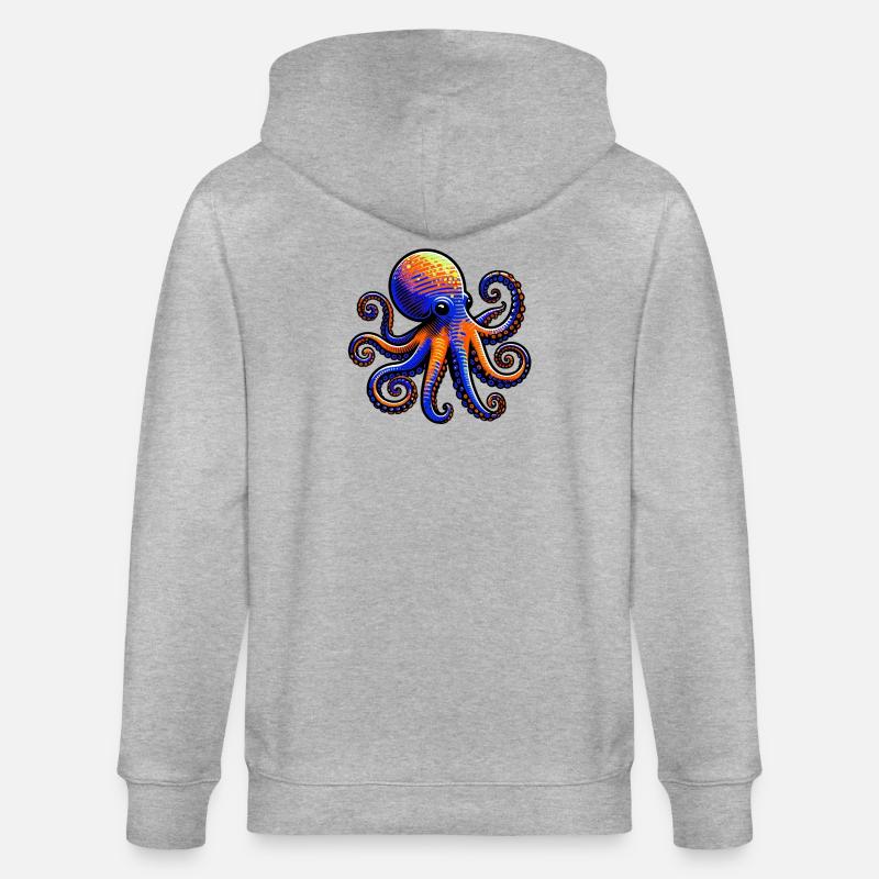 Octopus - Stanley/Stella CULTIVATOR  Unisex Organic Hooded Jacket - heather grey
