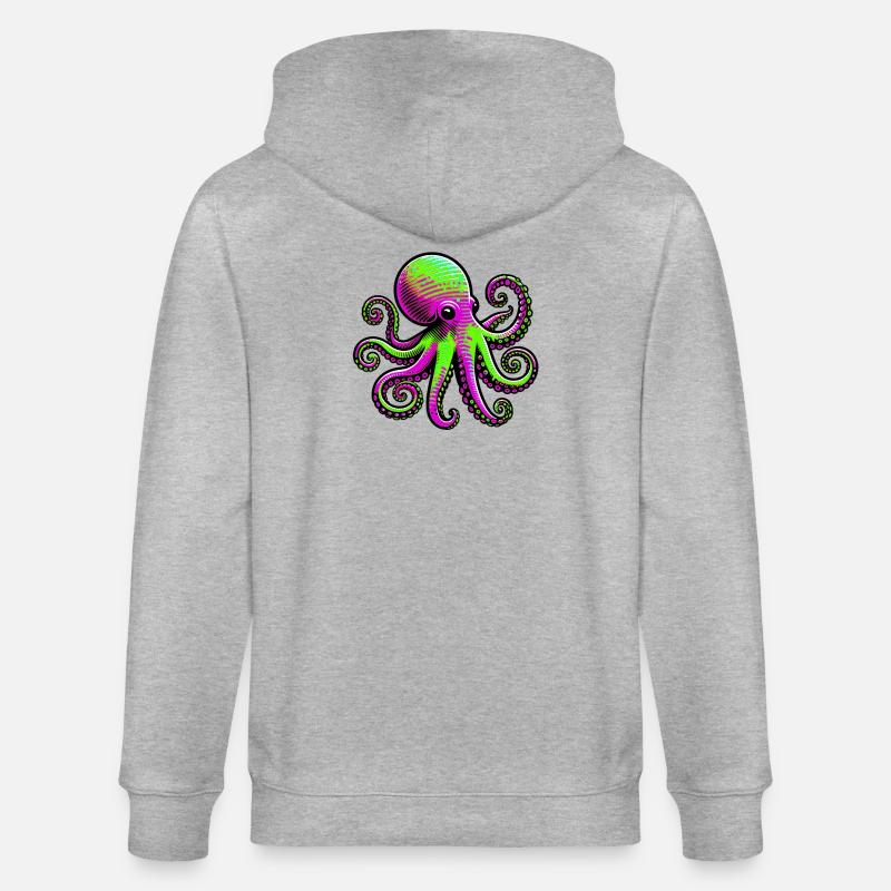 Pieuvre - Veste à capuche bio CULTIVATOR Stanley/Stella Unisexe - gris chiné