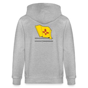 Flagge New Mexico Textbanner - Stanley/Stella Unisex Bio-Kapuzenjacke CULTIVATOR  - Grau meliert - Hinten - Luana (180cm)