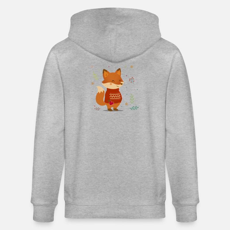 Süßer Fuchs im Pullover mit Herz - Stanley/Stella Unisex Bio-Kapuzenjacke CULTIVATOR  - Grau meliert