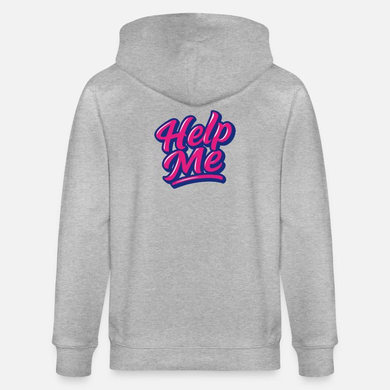 Help Me Neon Script - Stanley/Stella CULTIVATOR  Unisex Organic Hooded Jacket - heather grey