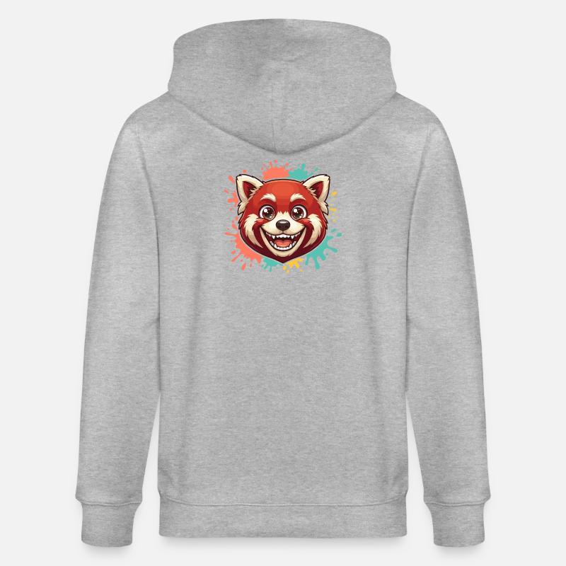 Panda Rouge Éclaboussure - Veste à capuche bio CULTIVATOR Stanley/Stella Unisexe - gris chiné