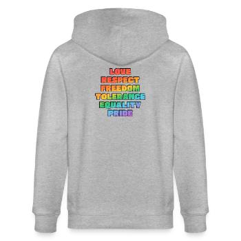 Rainbow Pride Values - Stanley/Stella CULTIVATOR  Unisex Organic Hooded Jacket - heather grey - Back - Luana (180cm)