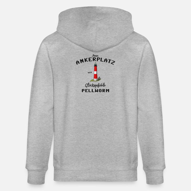 Pellworm, Ankerplatz Glücksgefühle, Leuchtturm - Stanley/Stella Unisex Bio-Kapuzenjacke CULTIVATOR  - Grau meliert