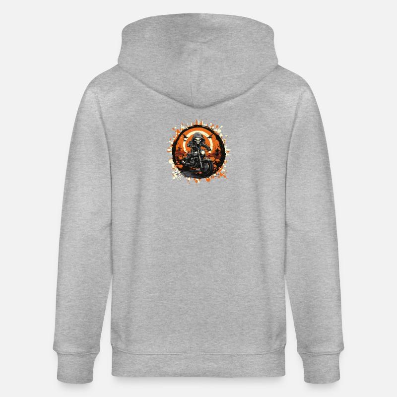 Skelett Biker im Halloween Ring - Stanley/Stella Unisex Bio-Kapuzenjacke CULTIVATOR  - Grau meliert