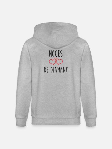 Wedding Anniversary - Diamond Wedding (60 years) - Stanley/Stella CULTIVATOR Unisex Organic Hooded Jacket - heather grey